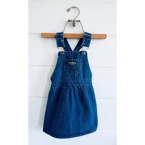 Girls' Vintage 90s OshKosh B'Gosh Denim Overall Striped Dress, Size 3